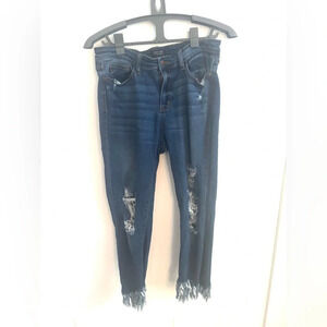 Judy Blue Jeans Womens Blue 31 Skinny Raw Hem Destroyed # JB82141DK